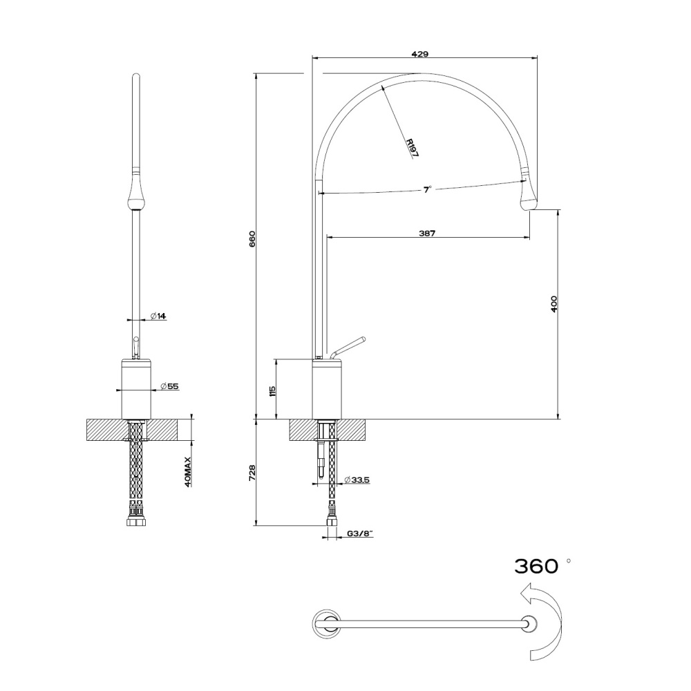 Смеситель для раковины Gessi Goccia (33606#031) хром