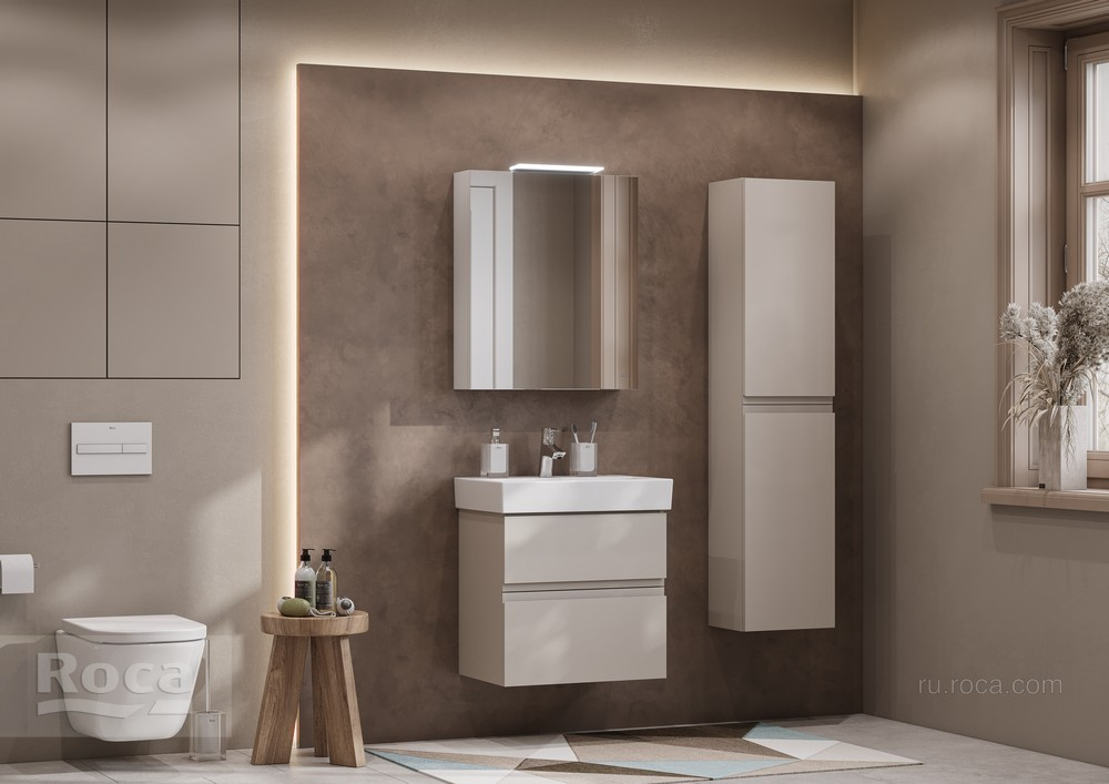 Фото Зеркальный шкаф Roca Oleta (A857645515) капучино