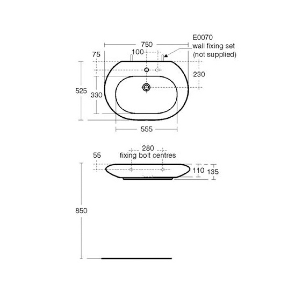 Ideal Standard Simply U T016701 Раковина для ванной комнаты 75*52 см