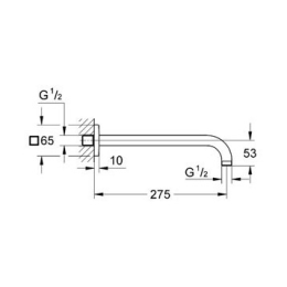 Душевой кронштейн модерн Grohe Rainshower 27488000, вынос 282 мм