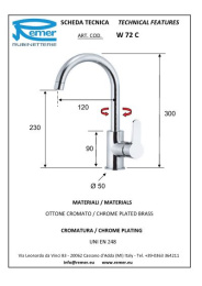 Смеситель Remer для кухни RR W72C