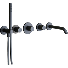 Фото Смеситель для ванны Paffoni Modular Box MDE001NO с термостатом Черный матовый