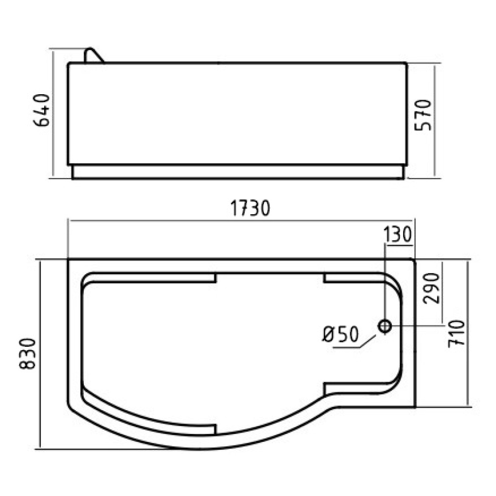 Акриловая ванна 173x83 Gemy (G9010 B R), угловая асимметричная