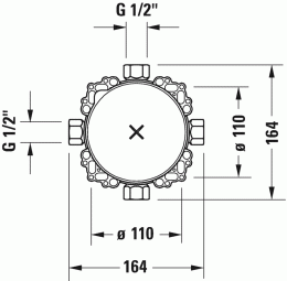 Фото Внутренняя часть встраиваемого смесителя Duravit GK0900000000 1/2, 2 функции