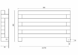 Фото Полотенцесушитель электрический Margaroli Cometa 8-581 85817504CRB, высота 40 см, ширина 80 см, хром