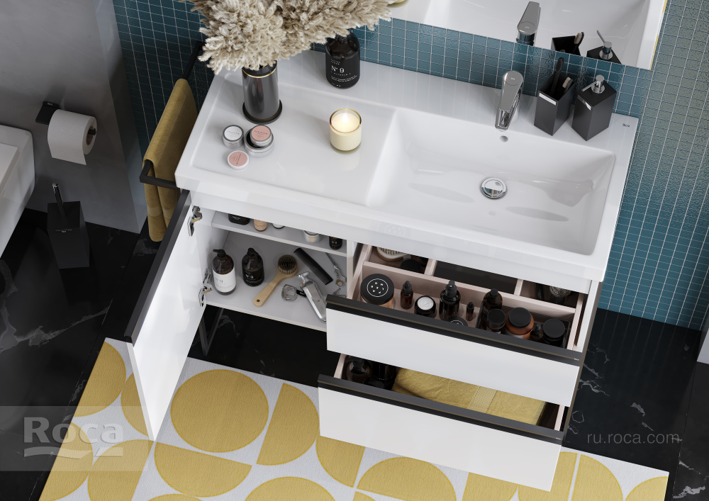 Фото Тумба под раковину Roca Domi (A857478806) белый глянцевый