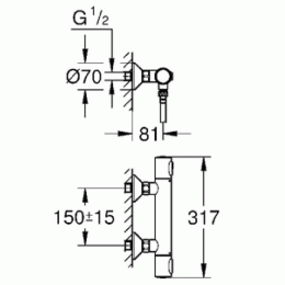 Grohe Grohtherm 500 34793000 Термостат для душа с подключением шланга, цвет: хром