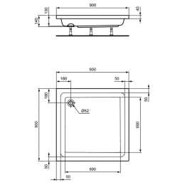 Душевой поддон 90X90X13 см Ideal Standard HOTLINE K276501