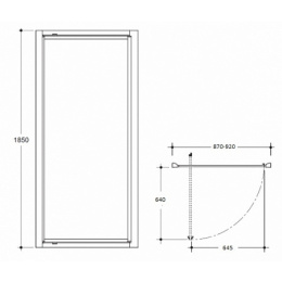 Душевая дверь Ideal Standard Tipica T2387YB поворотная реверсивная