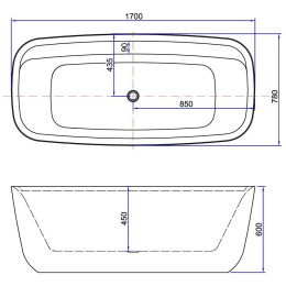 Акриловая ванна 170x78 Aquanet (00292985), овальная
