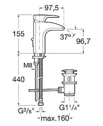 Фото Смеситель для раковины Roca Thesis (5A3050C00) хром
