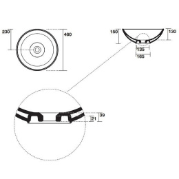 Kerasan Ciotola 430330 Раковина накладная С3 D46см, H15 см, без отверстия под смеситель, без перелив