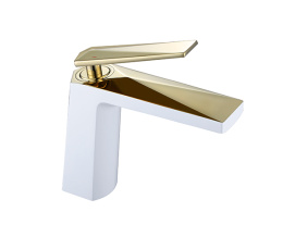 Фото Смеситель для умывальника Boheme Venturo (381-W) белый, золото