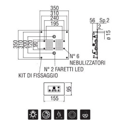 NOBILI Loop E AD139/92CR Верхний душ с хромотерапией (хром)
