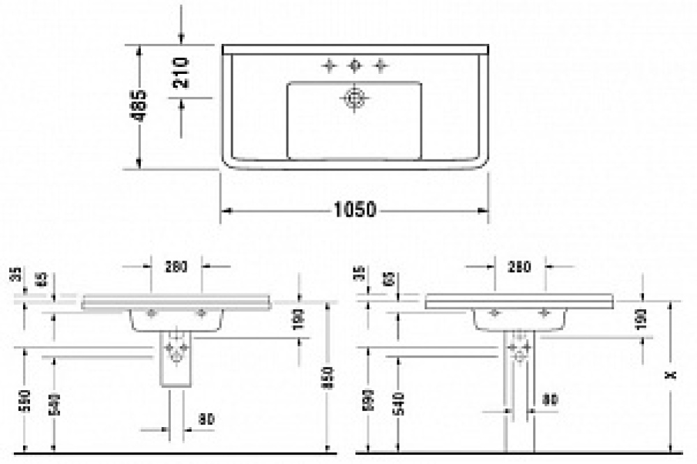 Раковина см Duravit Starck 3 0304100000, белый