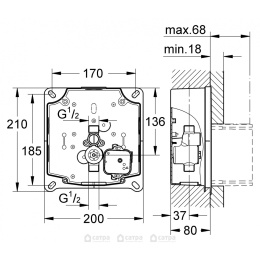 Grohe Rapido U 37338000 Скрытая часть, смывное устройство для писсуара