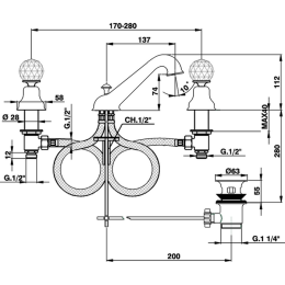 Смеситель для раковины Cisal Arcana Regency RG00102024, золото