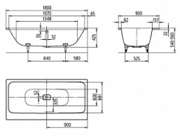 Kaldewei Asymmetric Duo 742 с покрытием Anti-Slip