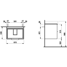 Тумба под раковину Laufen Base 4022921102601, 61 см, 2 ящика