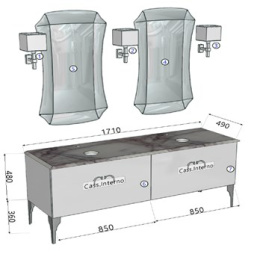 CERASA Play Комплект мебели с двумя раковинами,напольный 171 см, цвет белый глянцевый образец