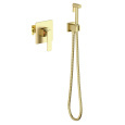 Смеситель встроенный с гигиеническим душем Timo Torne 4389/17SM золото матовое