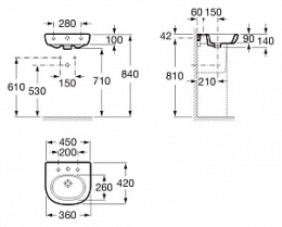 Раковина 45 см Roca Meridian (327245000) белый