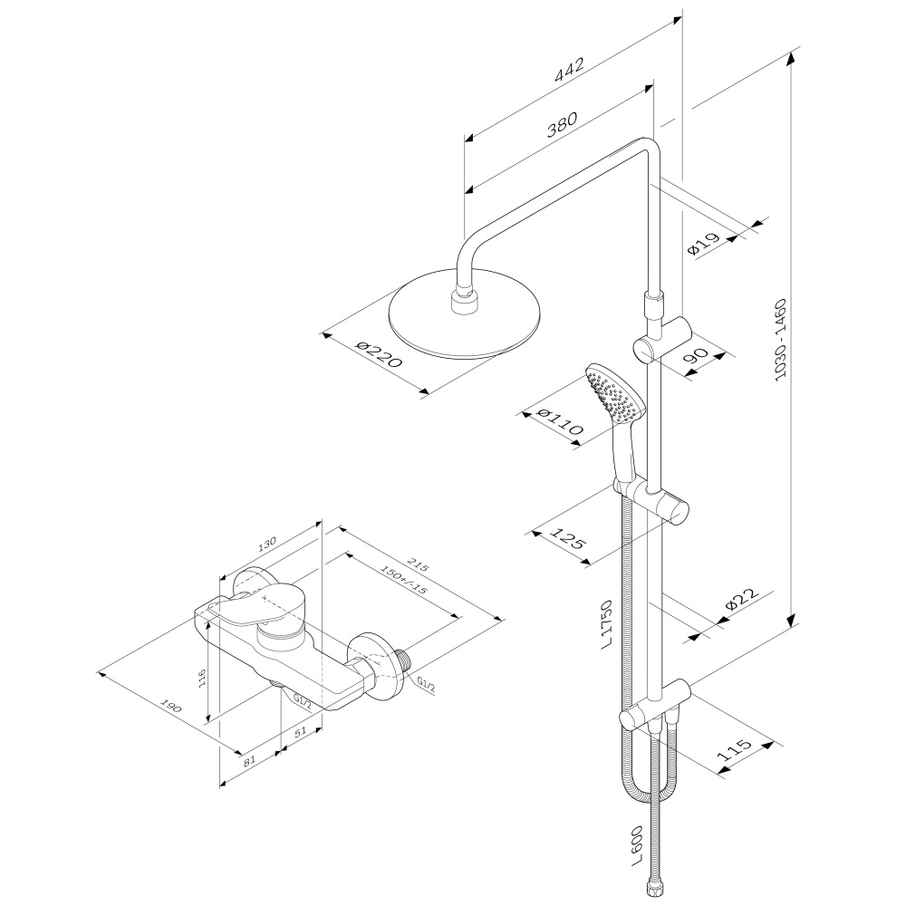 Душевая система Am.Pm X-Joy (F40885A24) хром