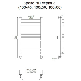Полотенцесушитель Тругор  Браво НП 3 100*60 (ЛЦ4) (Браво3/нп10060)