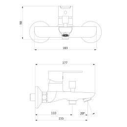 RedBlu by Damixa 841000000 Origin Elegance смеситель для ванны/душа белый