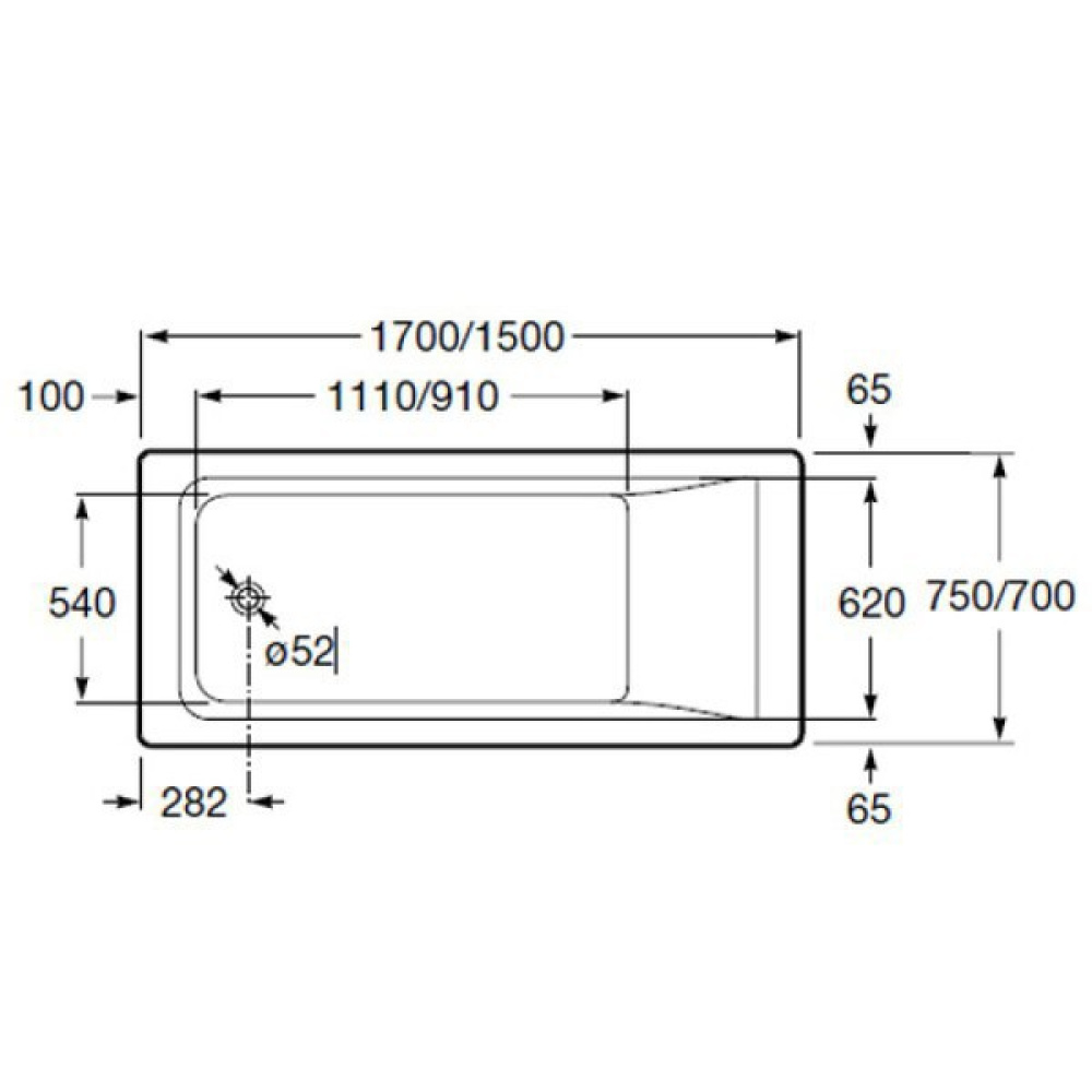 Фото Акриловая ванна 150x70 Roca (ZRU9302904), прямоугольная