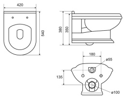 Фото Чаша подвесного унитаза CEZARES KING PALACE CZR-163-TH