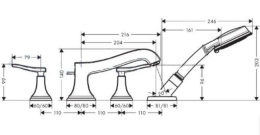 Смеситель на борт ванны на 4 отверстия 31441090 Hansgrohe Metropol Classic (хром, золото)