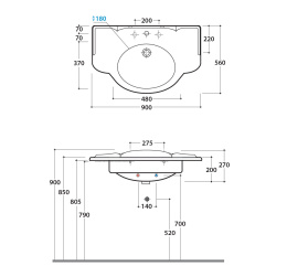 Фото Раковина подвесная Globo Paestum (PA056.BI*3) белый
