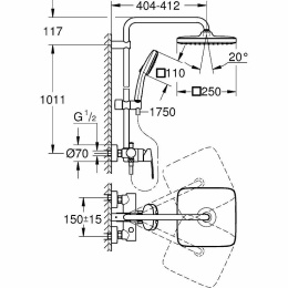 Душевая система Grohe Tempesta Cube 250 26692001 Хром