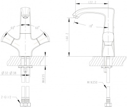 Фото Смеситель для умывальника Bravat Whirlpool (F178112C)