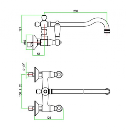 Фото Смеситель Fiore Margot Coloniale Sky 03CR0645 для раковины