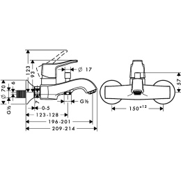 Смеситель для ванны Hansgrohe Metris Classic 31478000