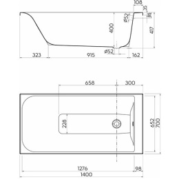 Акриловая ванна 140x140 KOLO (XWP1640101), прямоугольная