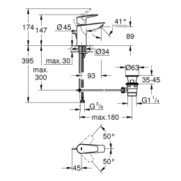 Смеситель для раковины Grohe BauEdge New 23328001 корпус маленький