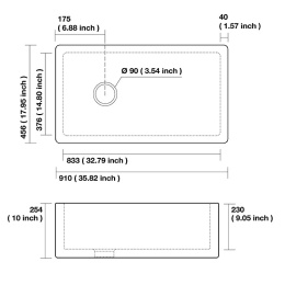 Фото Kerasan Hannah ESSEX 541201 Раковина керамическая кухонная 910x456x254 мм, без отверстия под смесите