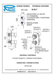 Смеситель Remer для ванны встраиваемый RR N93 7 3 вых.