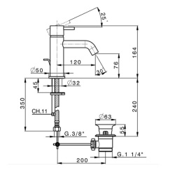 Смеситель для раковины Cisal Less New LN00051040, черный
