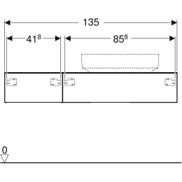 Тумба под раковину Geberit VariForm 501.178.00.1, 135 см, с сифоном, цвет тёмно-серый