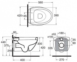 Чаша для унитаза подвесного Azzurra Clas CLA100B1/SOSK