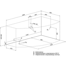 Акриловая ванна 170x90 Aquanet (00203989), асимметричная