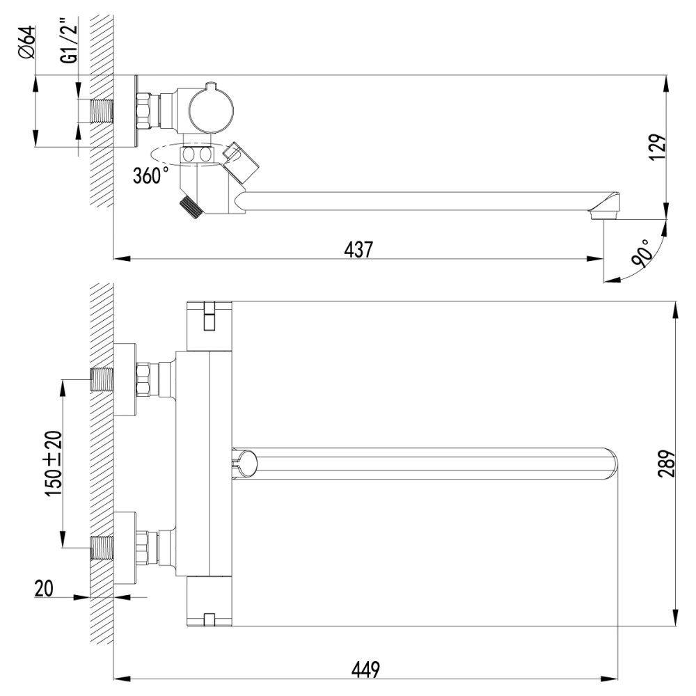 Фото Смеситель для ванны Lemark Yeti (LM7834C)