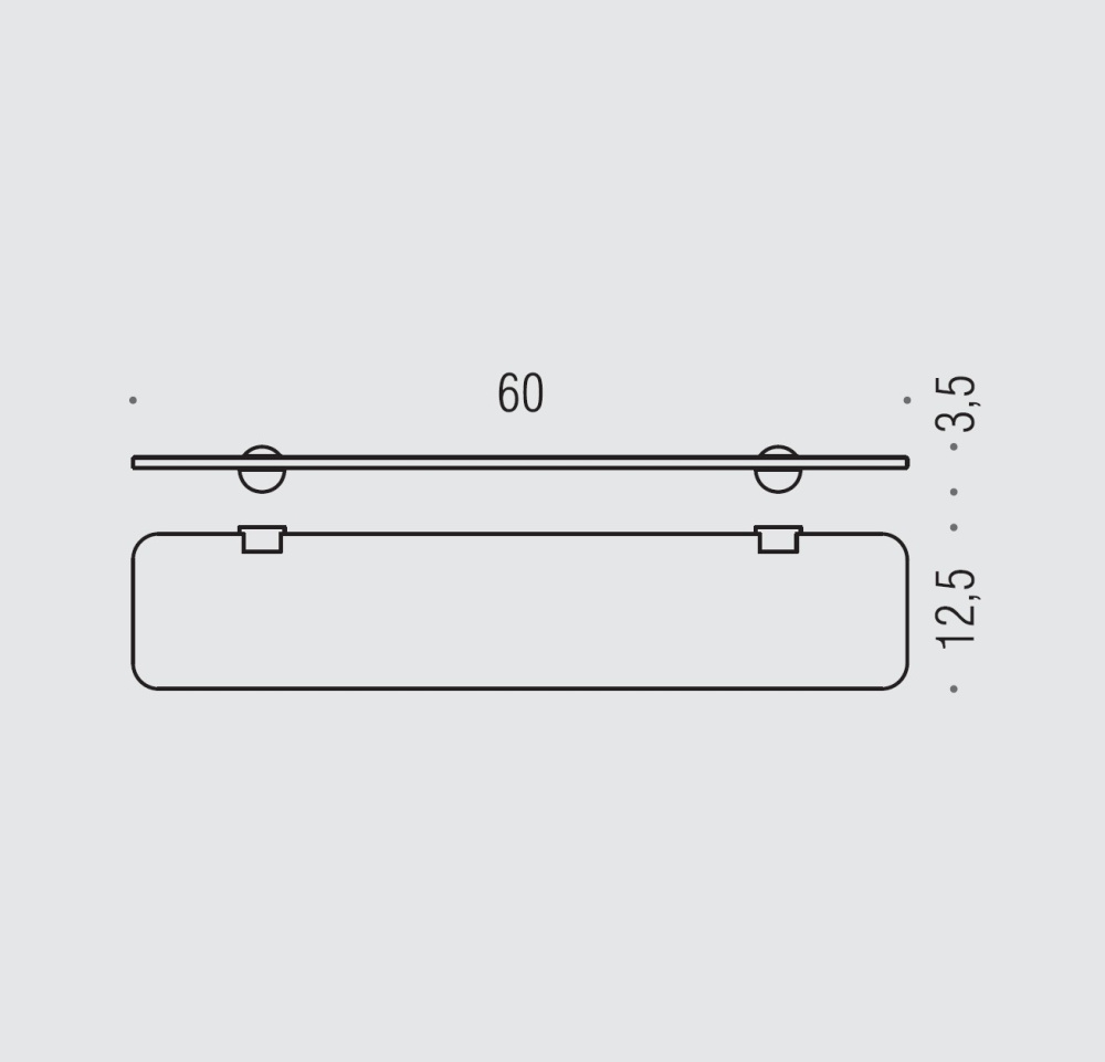 Colombo Design PLUS W4916.NM - Стеклянная полка для ванной комнаты, (черный матовый)