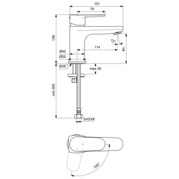 Смеситель для раковины Ideal Standard CERAFINE MODEL O BC697AA
