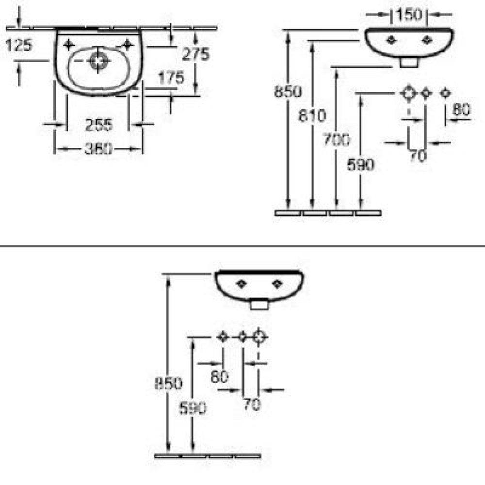 Фото Раковина компактная укороченная 53603601 VILLEROY&BOCH O'NOVO, 360х275 мм