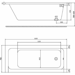 Акриловая ванна 160x70 KOLO (XWP1160101), прямоугольная